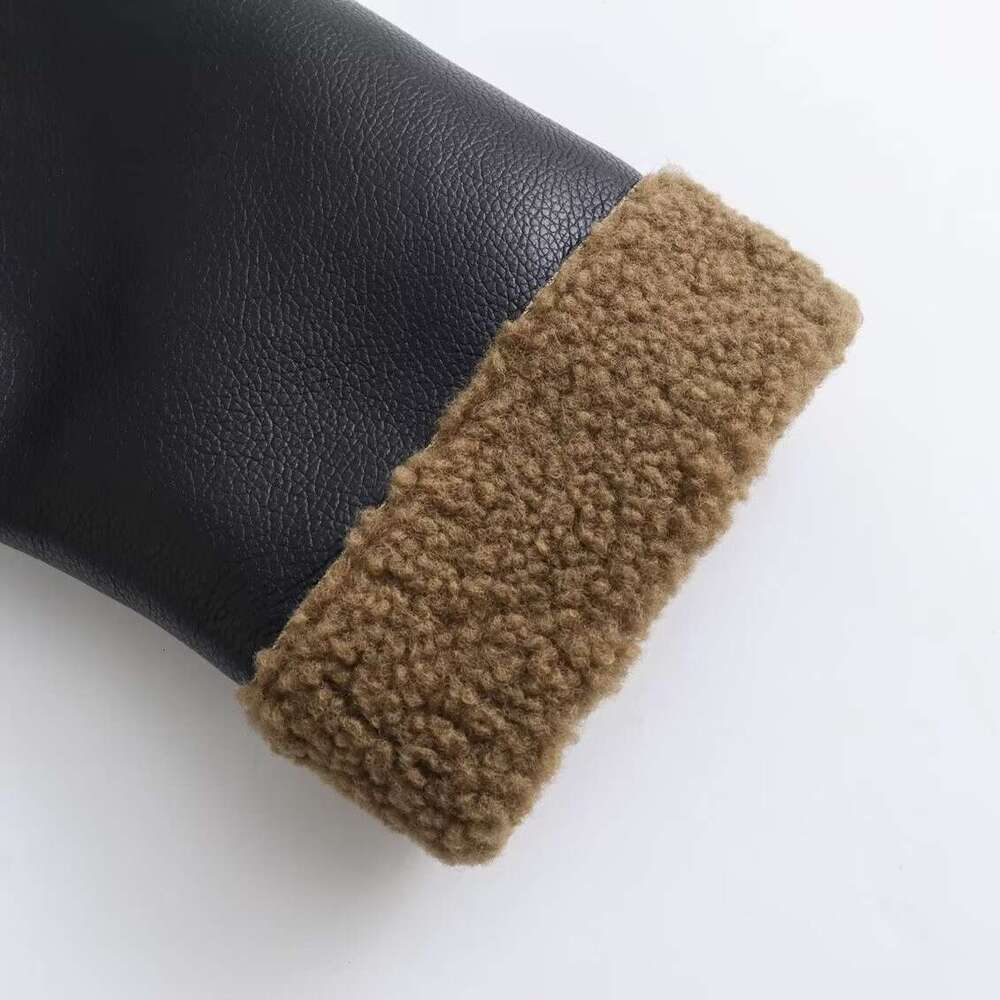 2023 Autumn/Winter New Y2k Women's Velvet Splicing Motorcycle Style Fashion Short Jacket Coat