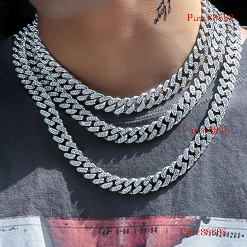 WUIHA Hip Hop Rock White Gold Sterg Sier GRA Pass Test Dia VVS1 Moissanite Cuban Necklaces 25-100g DropShipping