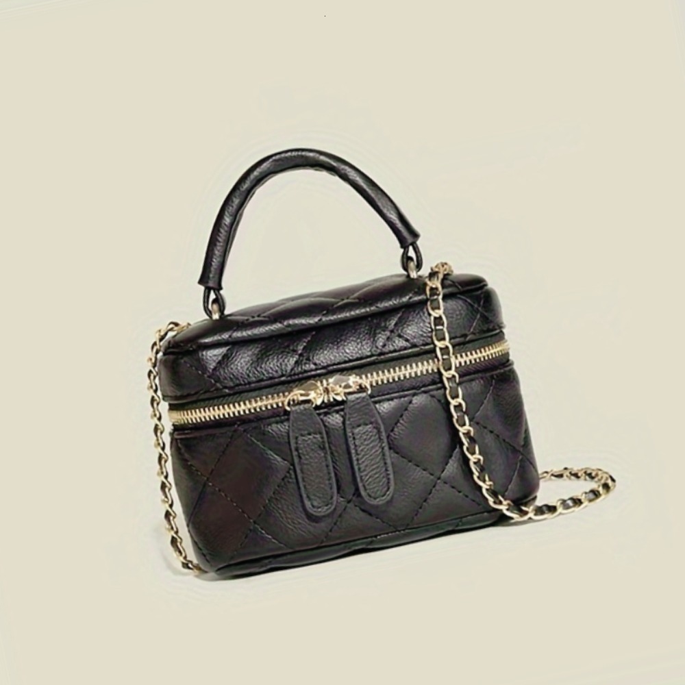 2025 New Black Gold Chain Flower Diamond Grid Shoulder Bag Fashion Designer Women s Handbag Light Luxury Crossbody Bag Wallet Storage Bag Leisure Mini