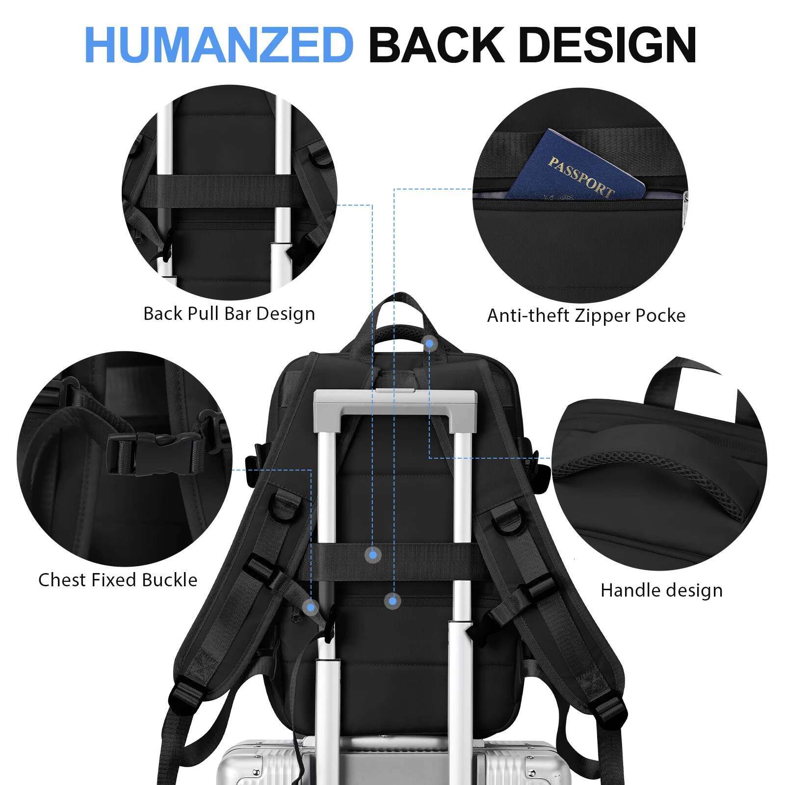40X20x25 Expandable Ryanair Women's Travel 40L Men Business Backpack School Large Capacity Laptop Cabin Bag