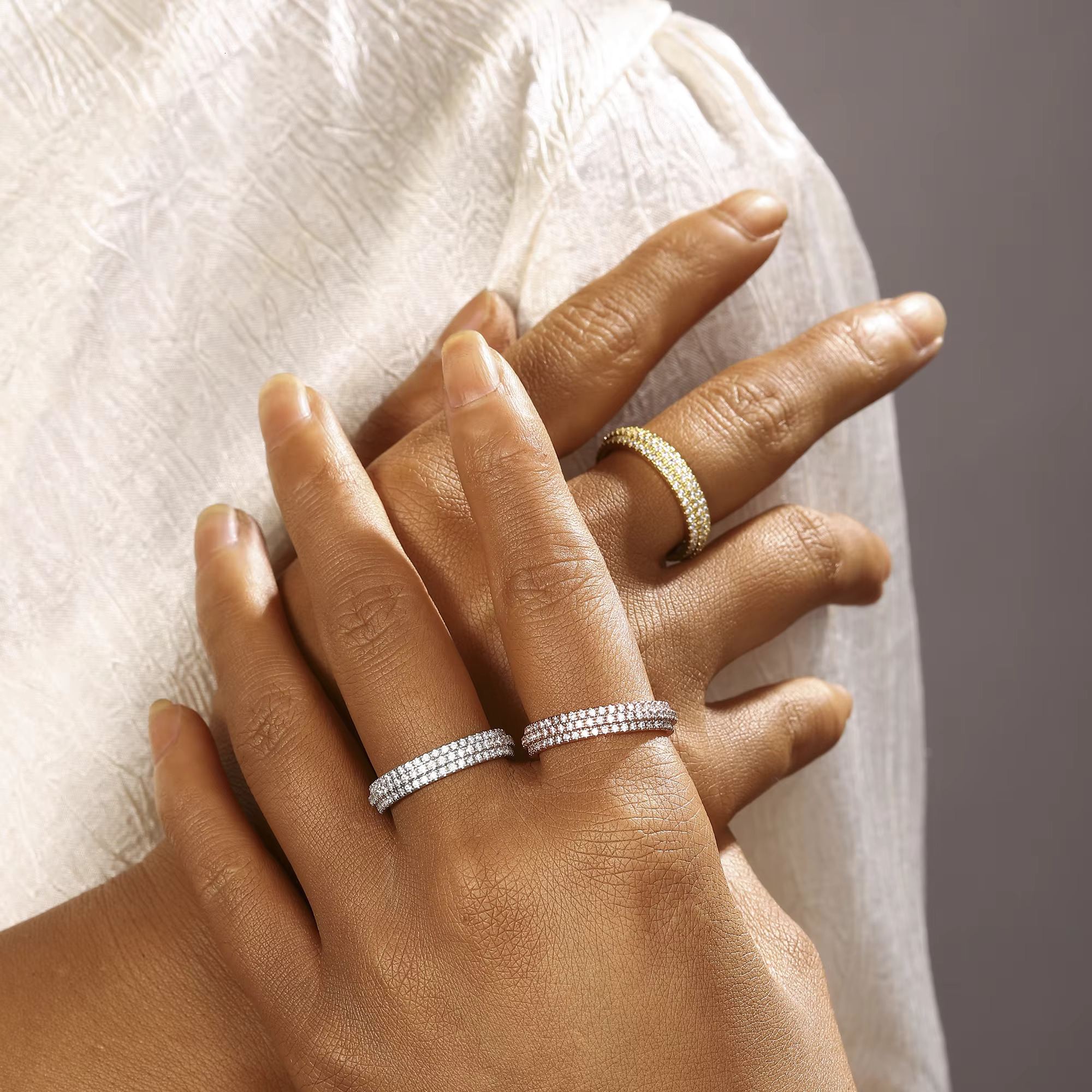 Classic Silver Plated Brass Moissanite Rings for Various Occasions Including Parties and Dates for Anniversary Gifts