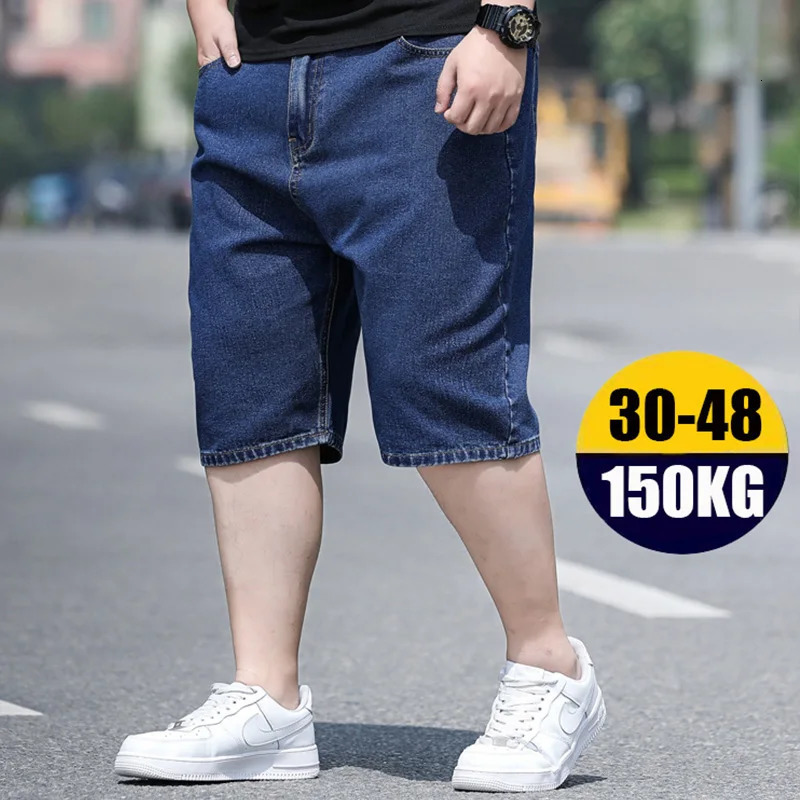 10XL oversized mens jeans luggage streetwear commodity pants cotton Trousers denim wide summer shorts joggers 250312