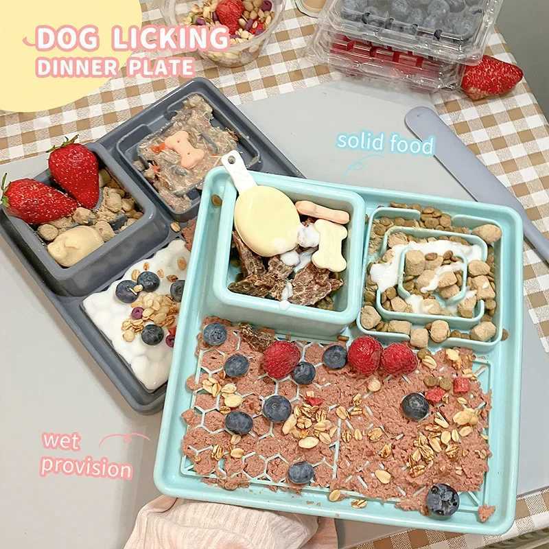 Cat Slow Feeding Mat Dog Lick Mats Pet Dinner Plate Food Grade Silicone Cat and Dog Tableware Sucker Type Slow Food Bowl
