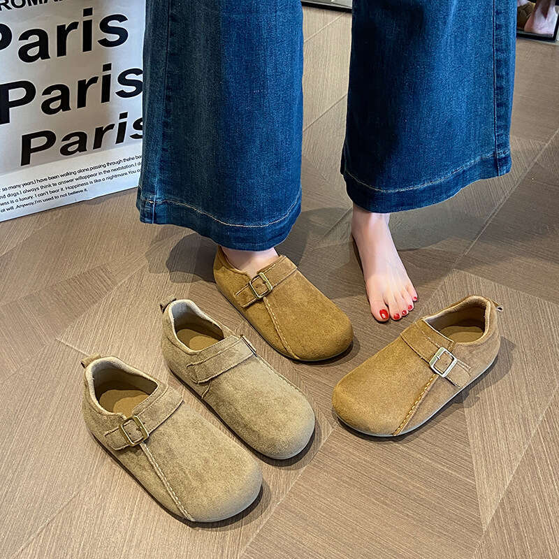 Soft soled Boken for women 2025 new spring style one foot bean shoes fashionable and versatile British style women's shoes