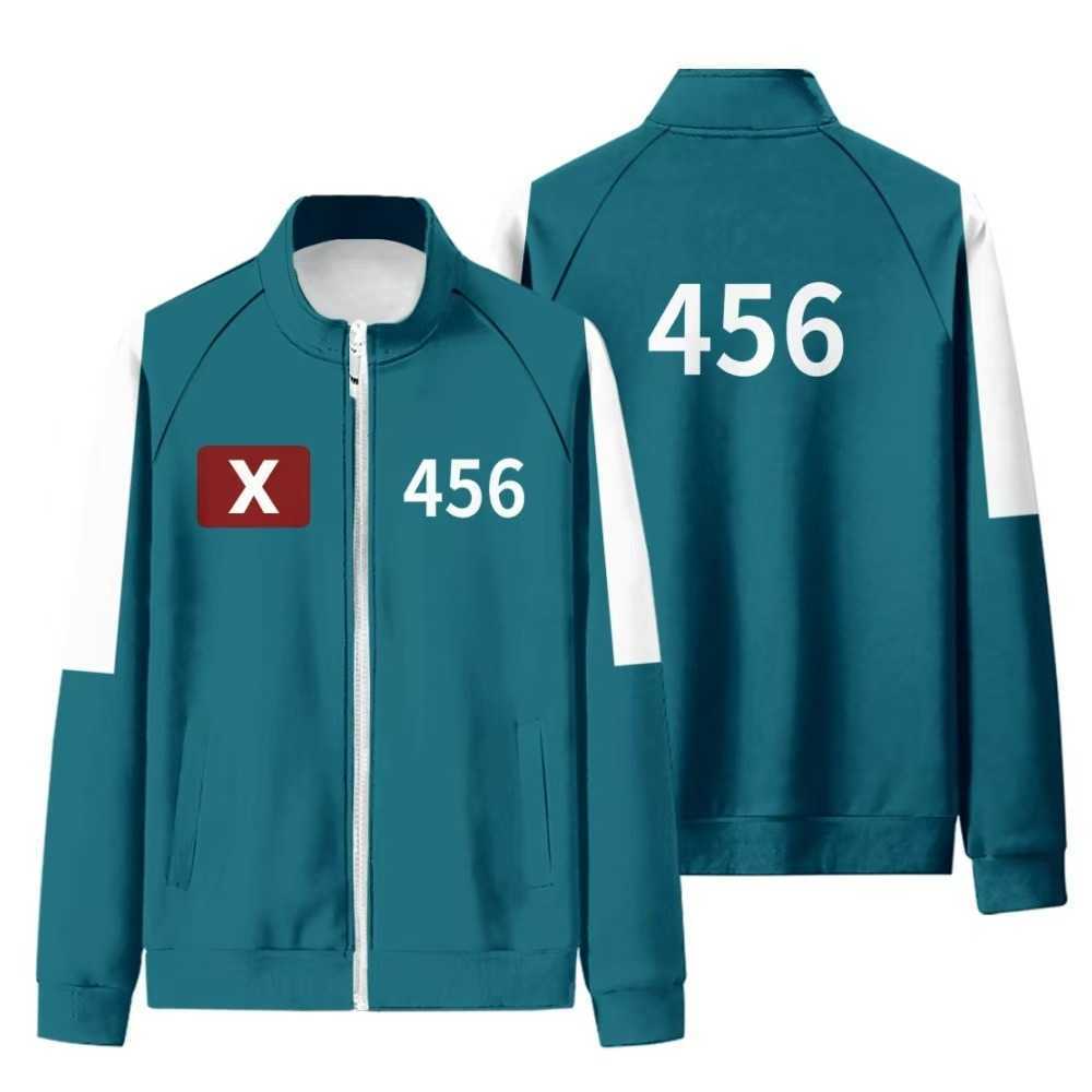 2025 New Korean Movie Digital 456 Zipper Stand Up Collar Jacket Mens and Womens Same Style Sports 2-piece Set