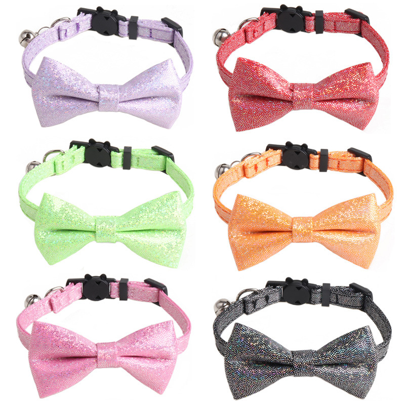 Sparkle Cat Collar, Breakaway Safety Collar with Bell Cat Bow Tie Collar Cute Kitten Collar Multiple Colors Pet Collar Adjustable Safety Quick Release