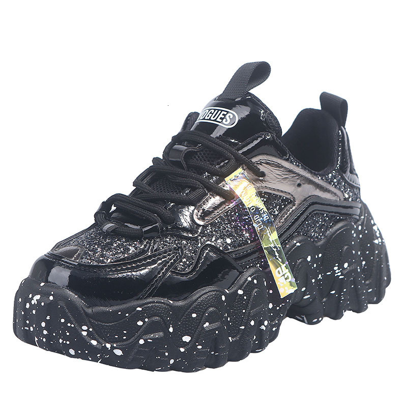 Women's Solid Color Designer Shoes 2025 Spring New Korean Version Casual Big Wave Snowflake Songke Thick Sole High Gloss Sports Shoes For Women