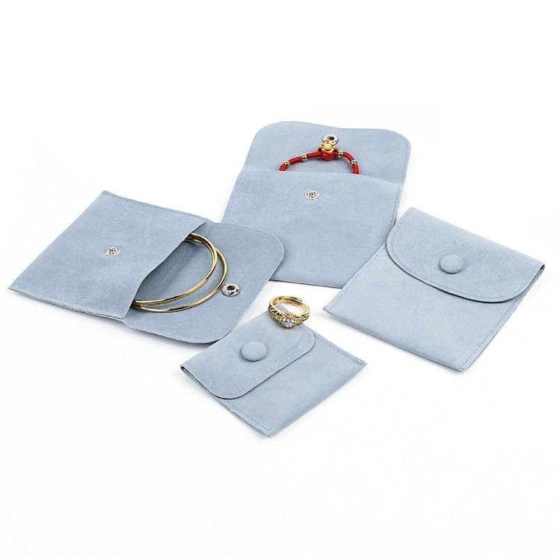 Jewelry Gift Packaging Envelope Bag with Snap Fastener Dust Proof Jewellery Gift Pouches Made of Pearl Velvet Pink Blue colors