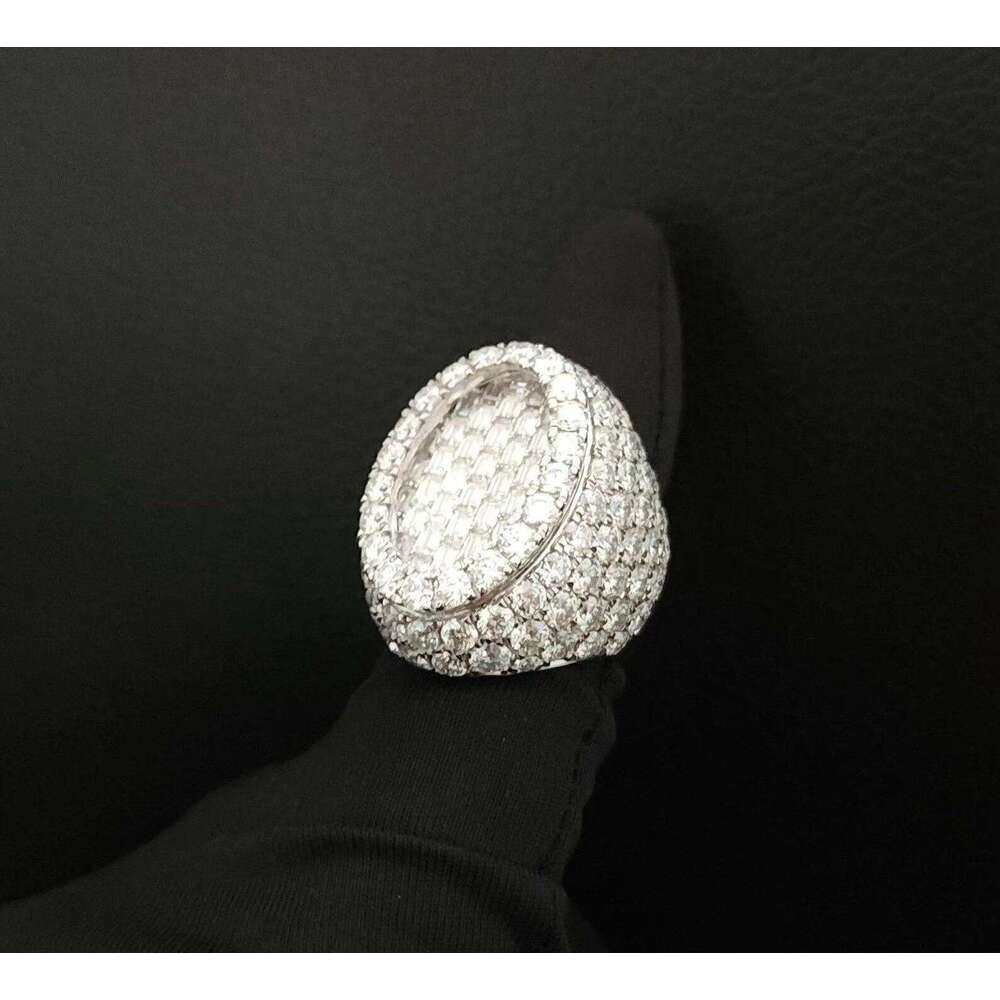 Hip hop style unisex high-quality pure silver fully chilled round and long stick feldspar ring discount
