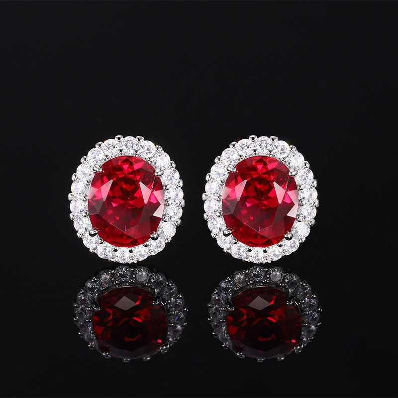 2024 New Zhuangsheng Simulation Red Corundum Egg Shaped Temperament Set 13 * 18-10-12 W250312