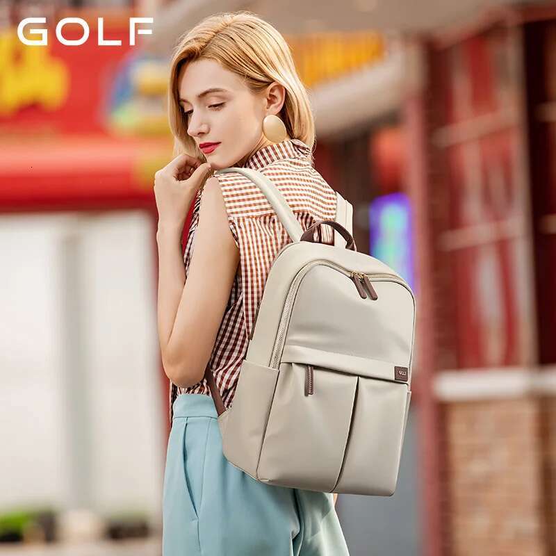GOLF Women's Simple Commuting Travel Computer Backpack Canvas Large Capacity Student Backpack 16 Inch Laptop Computer