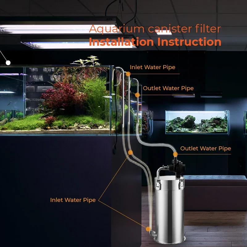 External Aquarium Filter Barrel ADA Style Fish Tank Grass Tank Stainless Steel Pro Canister Filter филтер внешний для аквариума