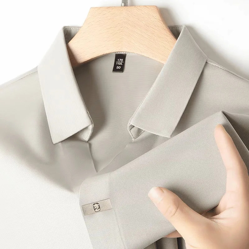 High end short sleeved mens polo shirt summer fashion Korean n ice silk top breathable casual business Tshirt 250312