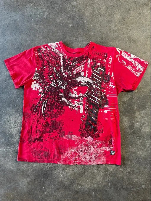 Y2K Vintage Letter Print T-shirt Pure Cotton Oversized T-Shirt Men Street Hip Hop Gothic Harajuku Punk Loose Short Sleeves 250310