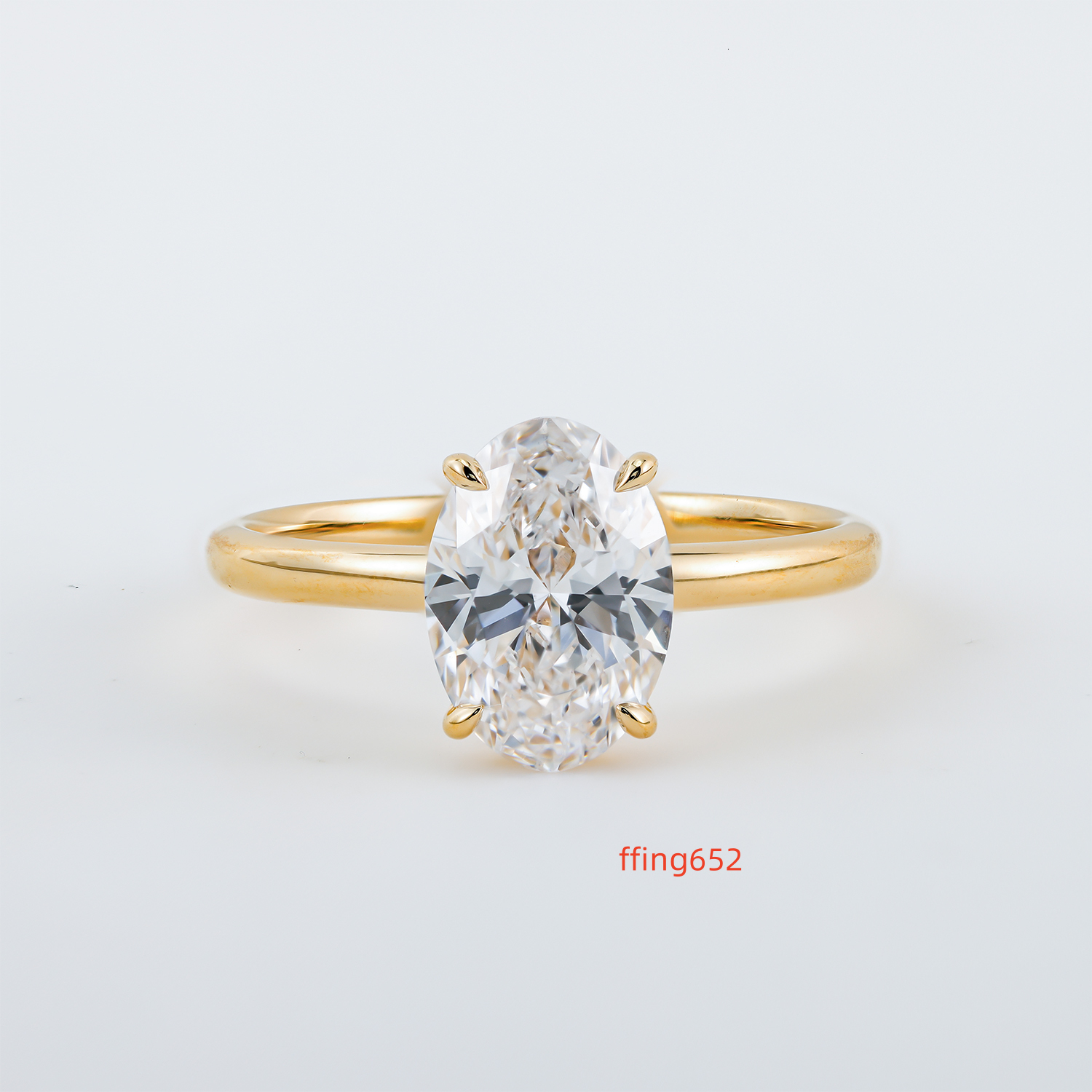 Moissanite Solitaire Oval Cut Engagement Ring 18K Gold Plated With GRA DEF Round Brilliant Moissanite Jewelry Factory