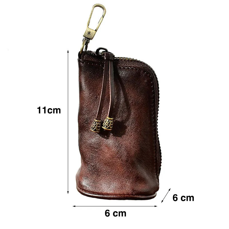 Luxurious Genuine Leather Key Bag Coin Purse Zipper Clutch Wallets Fashion Women Men Housekeeper Card Key Holder Organizer Pouch 250311