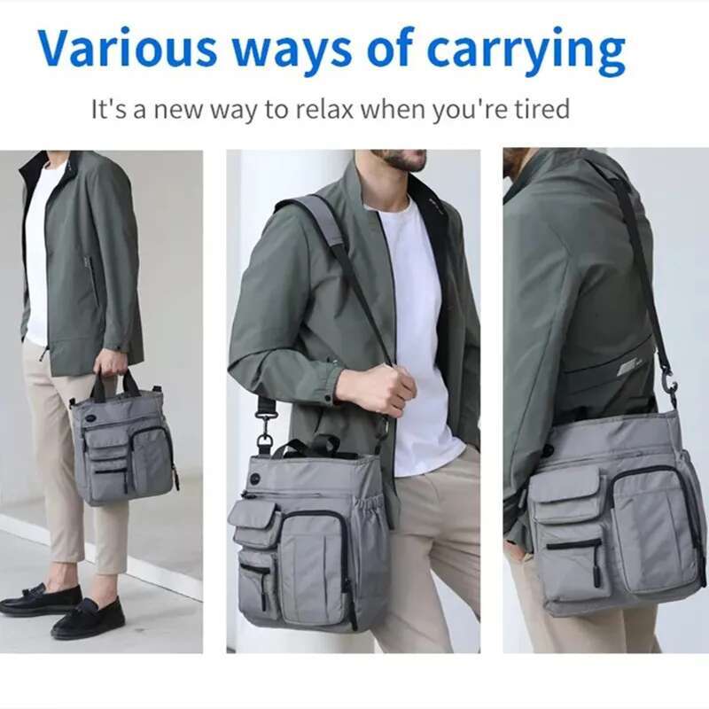 New Business Men Shoulder Multifunctional 14 /15.6 Inch Tablet Document Handbag Waterproof Cross Bag Leisure Briefcase