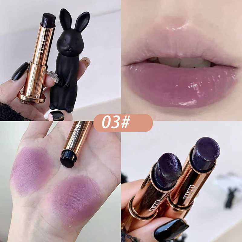 Rabbit black lipstick shiny not dry peach transparent lip color moisturizing lipstick makeup foundation childrens lipstick suitable for girlsXJ250312