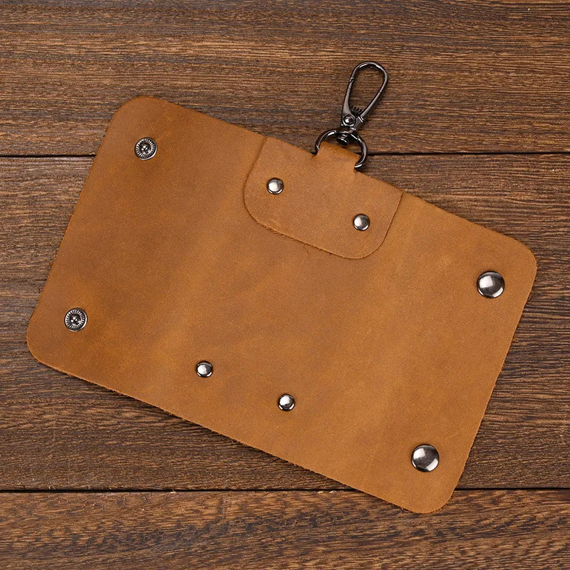 Vintage Crazy Horse Genuine Leather Keychain Mens Keychain Womens Keyholder Bull Split Car Keybag 250311