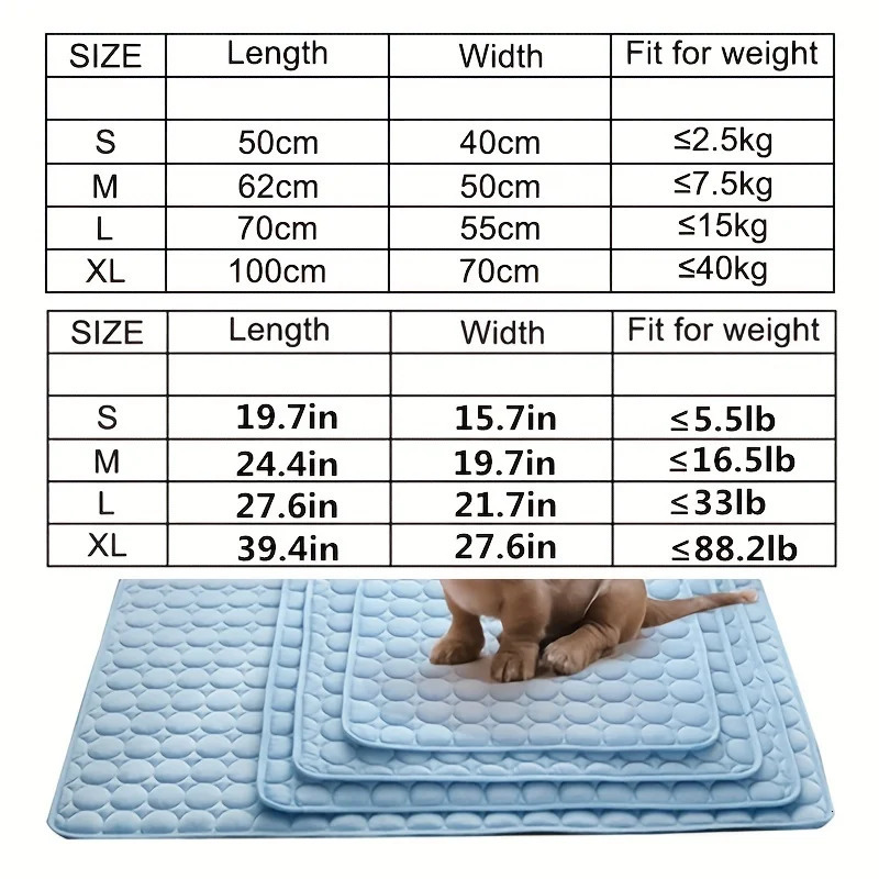 40inch Breathable Self-Cooling Pet Mat for Dogs and Cats - Summer Comfortable Sleep Pad with Ice Silk Technology 250311