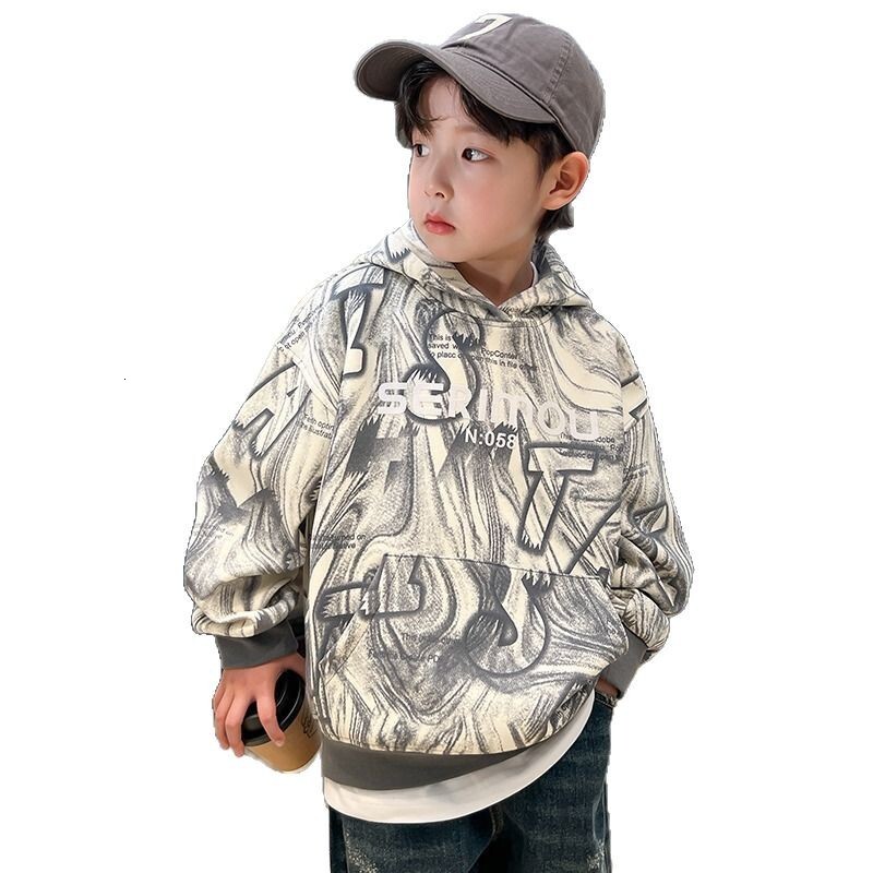 Ddmyshoesvip Boys Trendy Brand Hoodie New Autumn Top Medium And Large Children S Spring Clothing Stylish