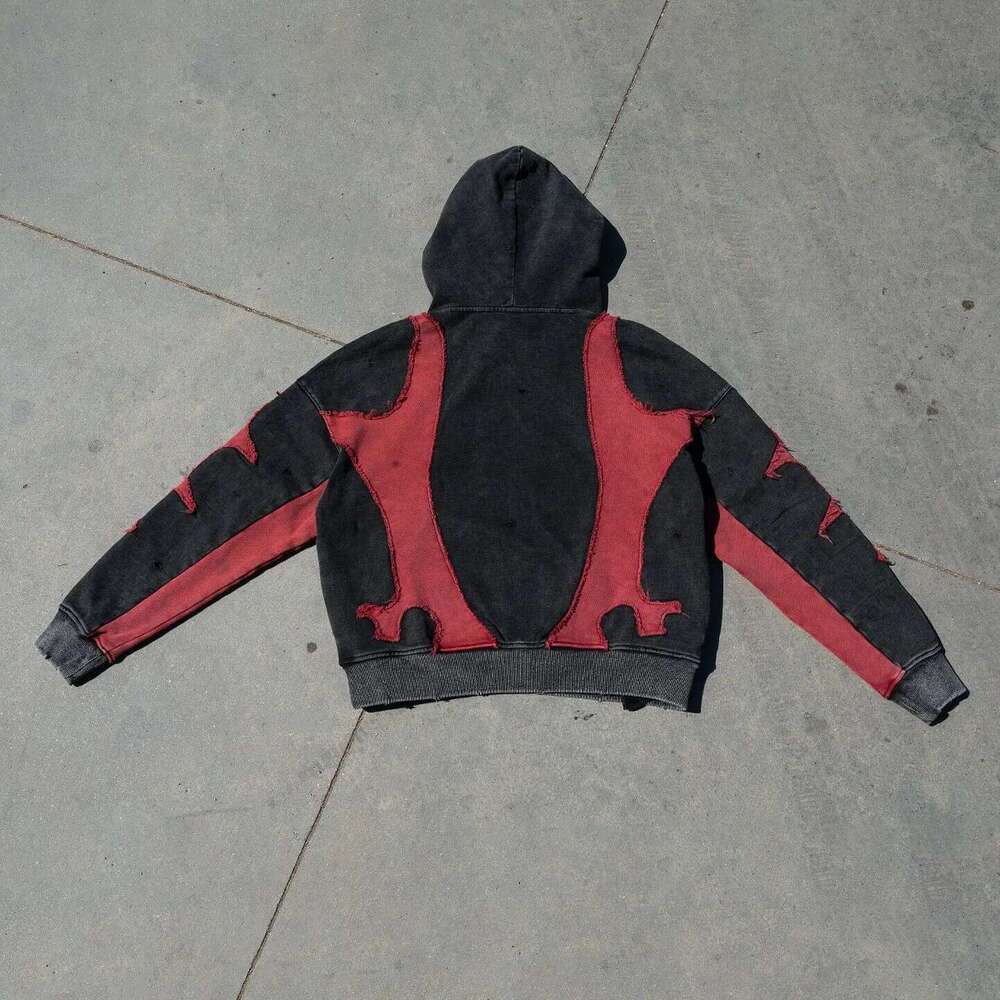 2025 New Hoodie Y2k Splicing Trendy Brand Street Fashion Men's And Women's Hooded Pullover Top