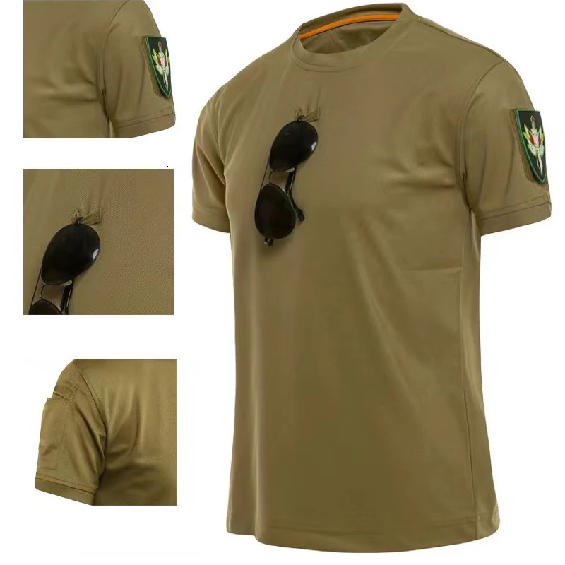 Mens Summer Quick Dry Tees Tactical Combat Tshirt Male Camping Hiking Trekking Breathable Pullover Climbing Casual Cargo Shirts 250312