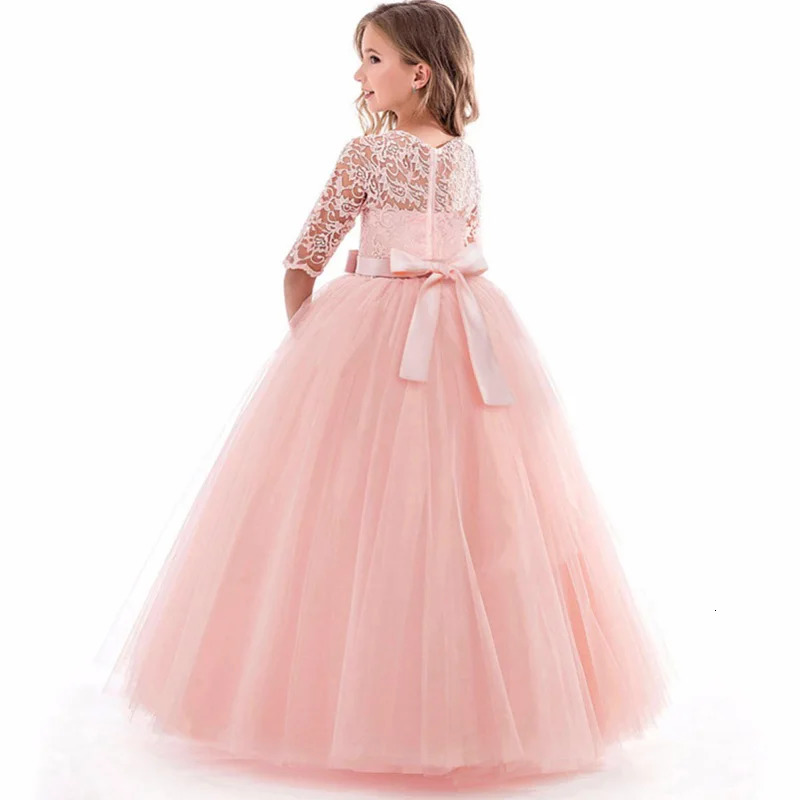 Long Formal Bridesmaid Teens Girls Dress Lace Children Costume Princess Party Flower Kids Clothes Wedding Evening 10 12 Vestidos 250311