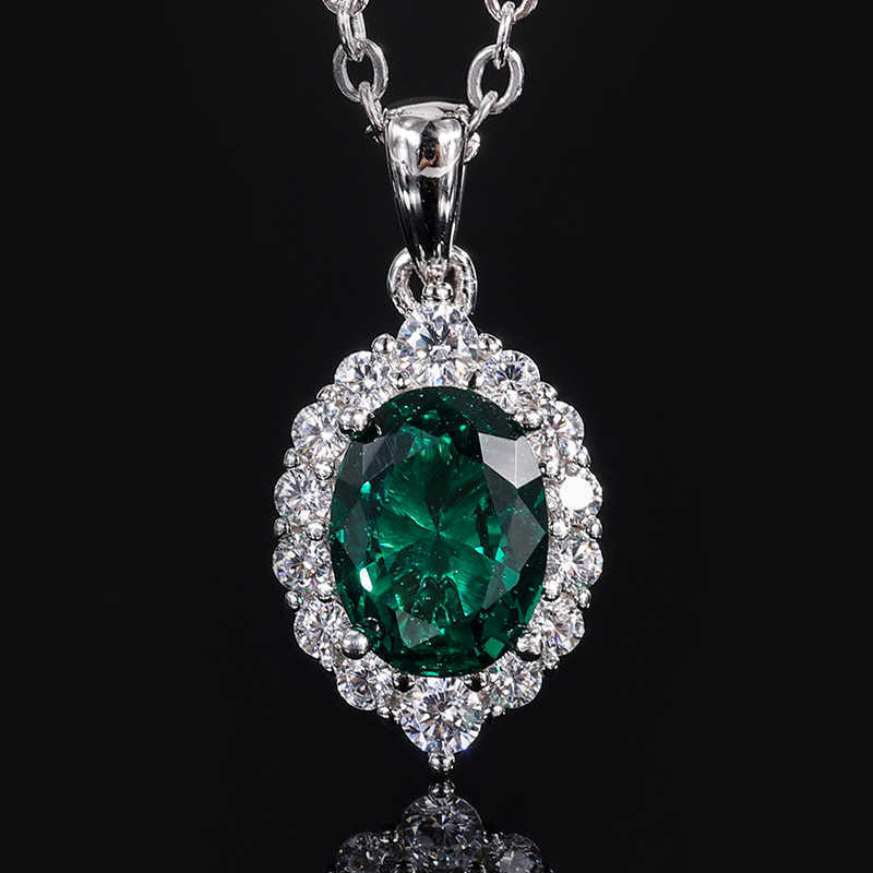 Zhuang Shengshengs new S925 full body silver set simulation color treasure small pigeon egg pendant main stone 6 * 8 W250312