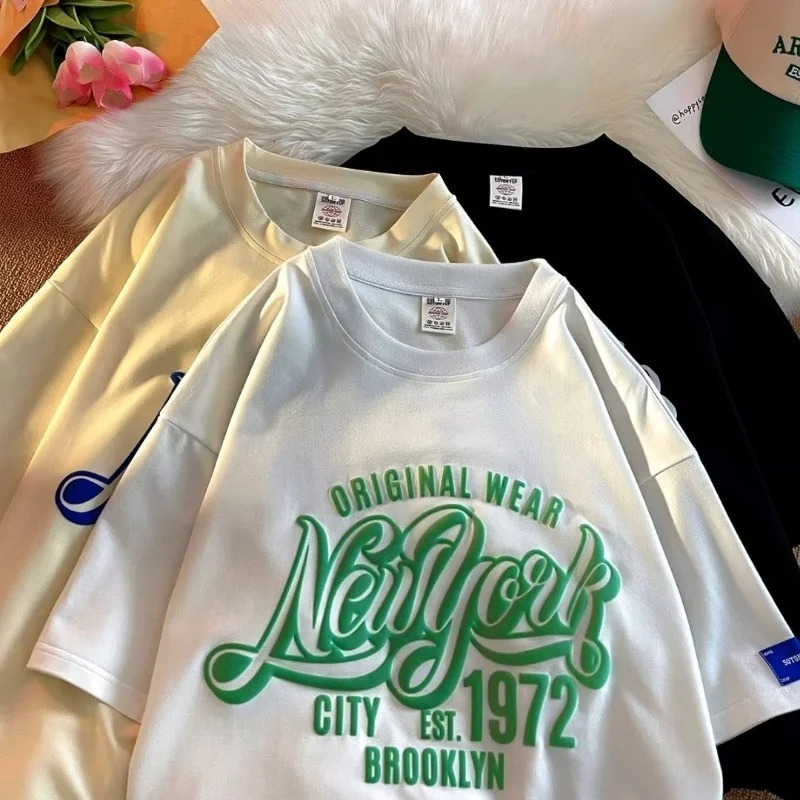 8XL Korean loose accessories fashionable American retro letter Tshirt soft casual men multifunctional couple set 250312