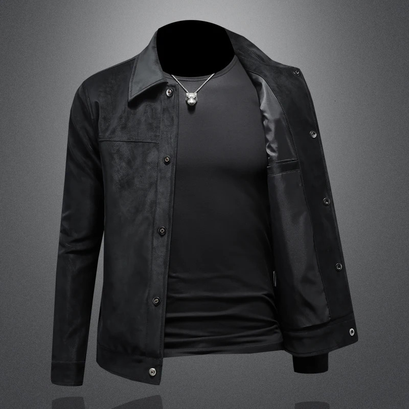 autumn and winter highquality leather jacket single breasted slim fit plus size mens M5XL 250312