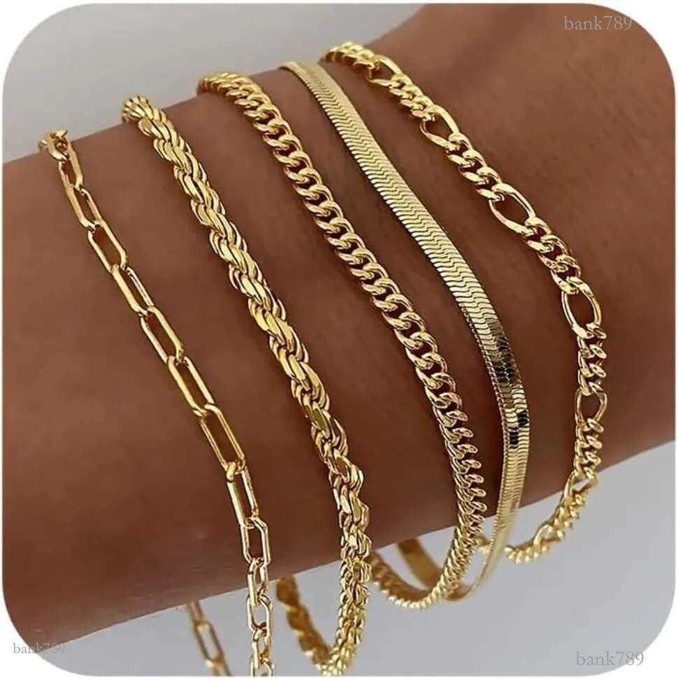 Fashioh Hip Hop Bracelet Gold Bracelets For Women Jewelry Sets For Women Trendy Thin Dainty Stackable Cuban Link Paperclip Chain Bracelet Wom