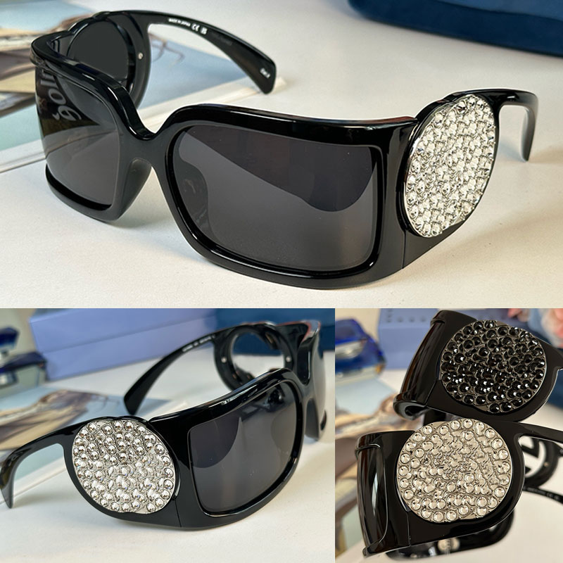 Rectangular frame Sunglasses Womens oversized acetate glasses fashionable design sunglasses Crystal legs with boxes 1899