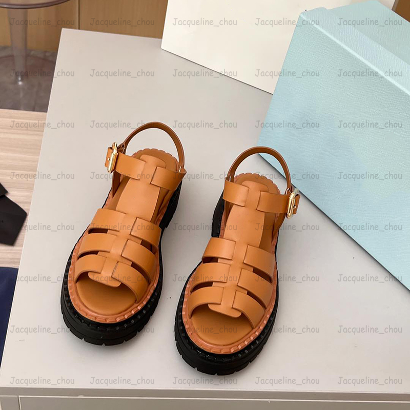 Womens Sandals Designer Platform Slides Fashion Gladiator Sandles Genuine Leather Nude Open Toe Thick Bottom Party Shoes Ankle Strap Beach Sandale Size 35-41