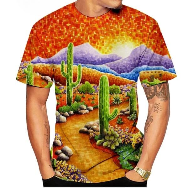 Mens T shirt Summer Fashion Men Women T Shirt 3D Printed Short Sleeve Cactus Pattern T-Shirt tee Casual tops summer clothes cactus