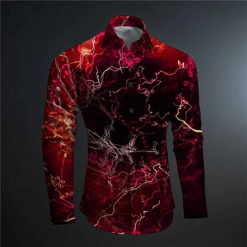 Casual fully matched fashionable street mens lapel single breasted long sleeved mens top 2024 mens new long sleeved shirt W250312