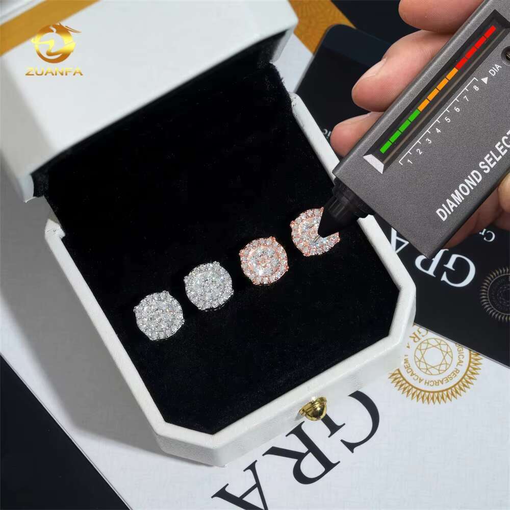 High quality hip-hop jewelry, pure sier, chilled men's wear, moissanite earrings