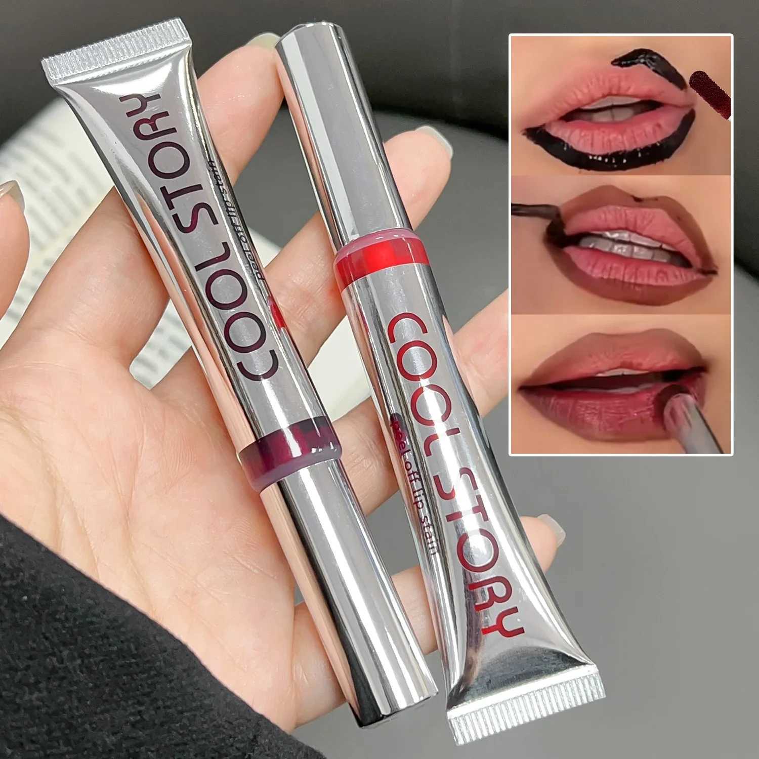 Matte peeling enhanced lip line tattoo waterproof natural and long-lasting tearing lip dyeing high pigment makeup 9 colors W250312