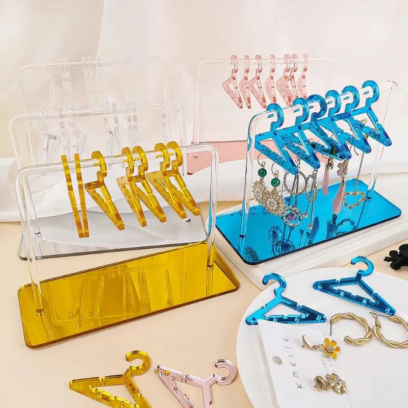 Earring Stand Organizer with 8 Soft Pottery Pouches - Clear Coat Hanger Design