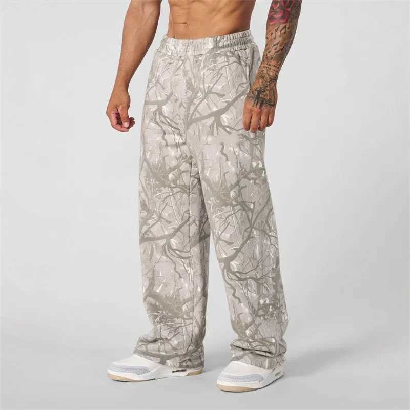 Men jungle camouflage Casual Pants Wide Leg Pants Breathable running American size trousers loose Large size men sweatpantsT250311