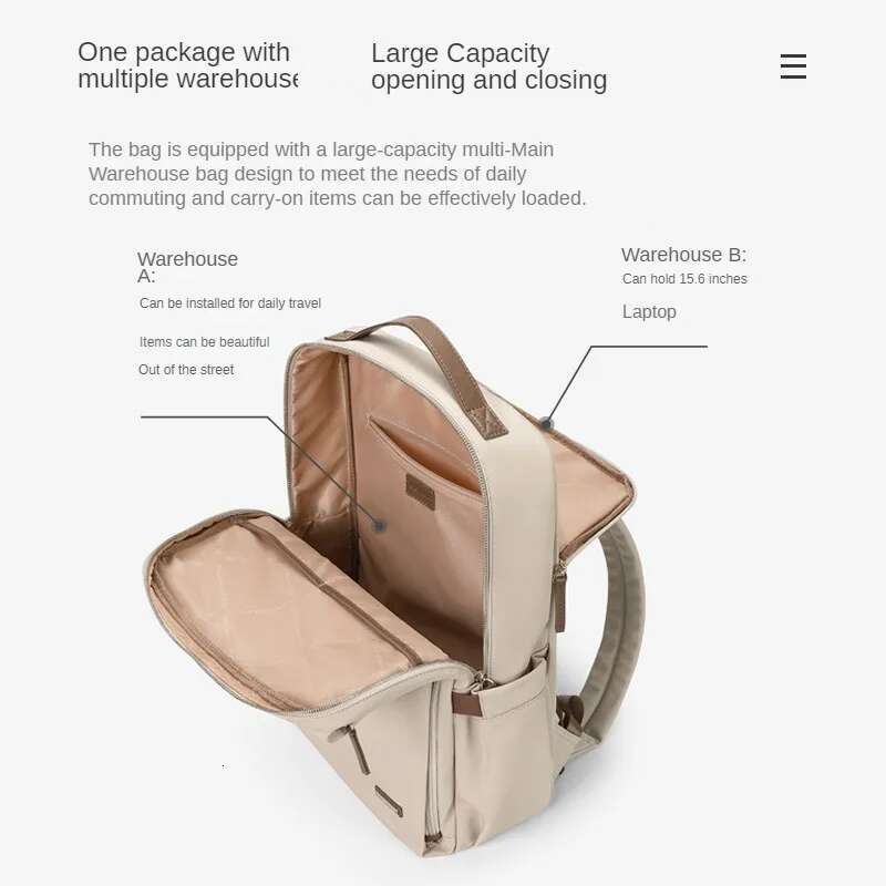 GOLF Women's Fashion New Travel Simple Business Large Capacity Laptop 15.6 Inch Casual Student Backpack Women