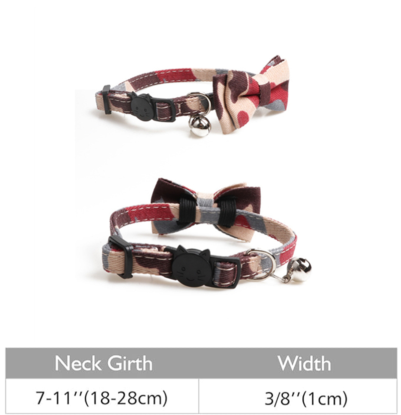 Fashion Cat Collars with Bow and Bell,Camouflage Pattern Series Cat Collars,Breakaway Adjustable Cat Bow Tie Collars,Cute Bell Tie Suitable for Kitten
