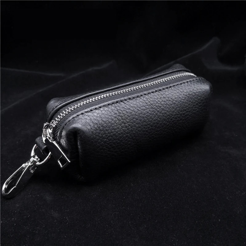 Fashion Women Genuine Leather Car Keychain Cover Zipper Case Organizer Housekeeper Key Bag Key Chain Pouch Key Holder Wallet 250311