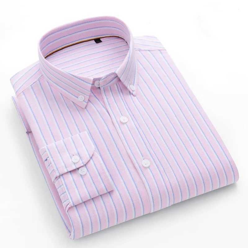 mens dress shirts 00 cotton high quality with pocket Striped plaid oxford long-sleeved shirt for men Mens clothingshirtsfor men W250312