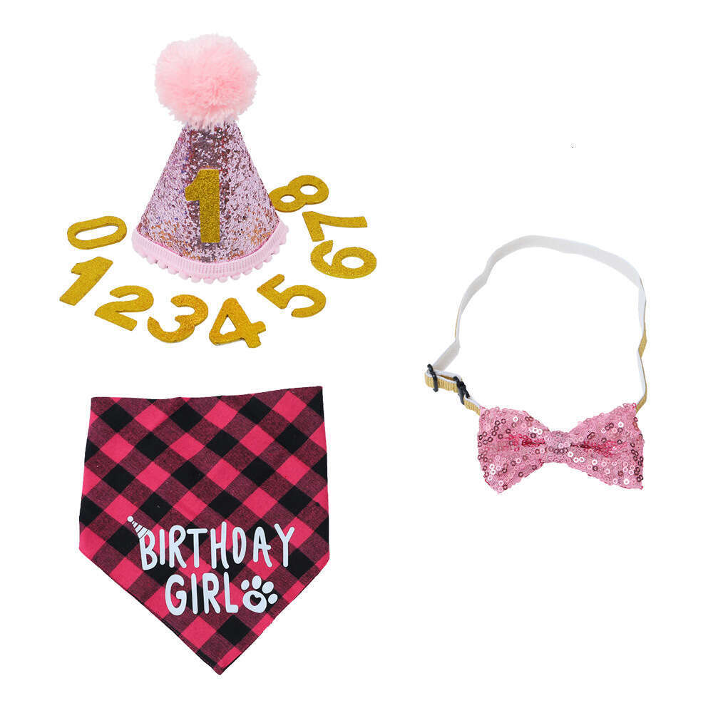 designer Pet party outfit set, dog scarf, drool bib, pet birthday triangle scarf