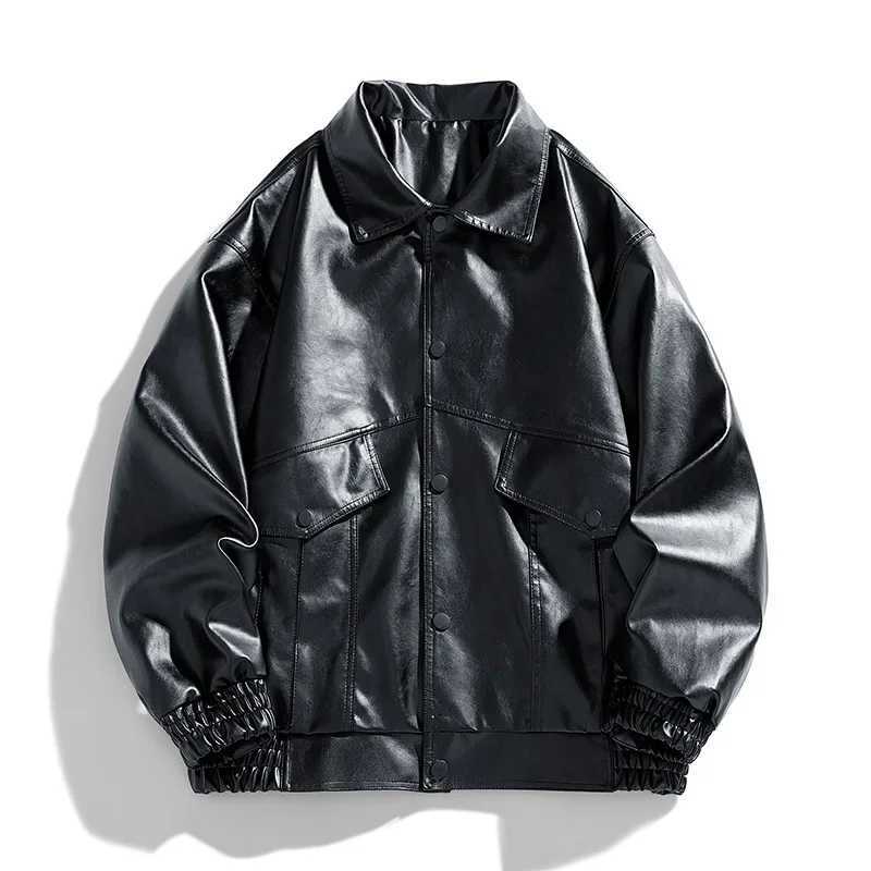 New Senior Emotional Couple Loose Leather Motorcycle Clothing Men Hip Hop Europe The United States Street Coat Leather JacketT250311