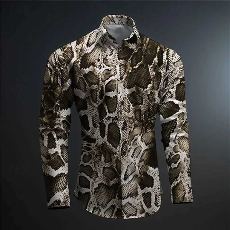 New 3D printed animal pattern snake skin printed shirt for mens sports street cool fashionable comfortable high-definition pattern with multiple optio
