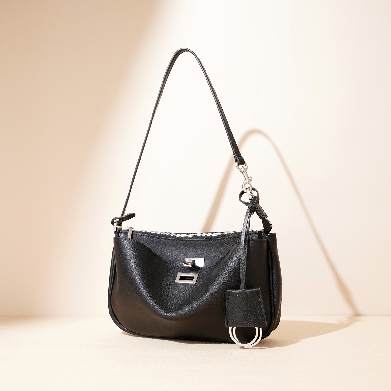 Genuine Leather Luxury Metal Lock Armpit Bag Top grade Cowhide Exquisite Mini Handbag Women s Designer Fashionable High end Crossbody Bag Wallet Stora