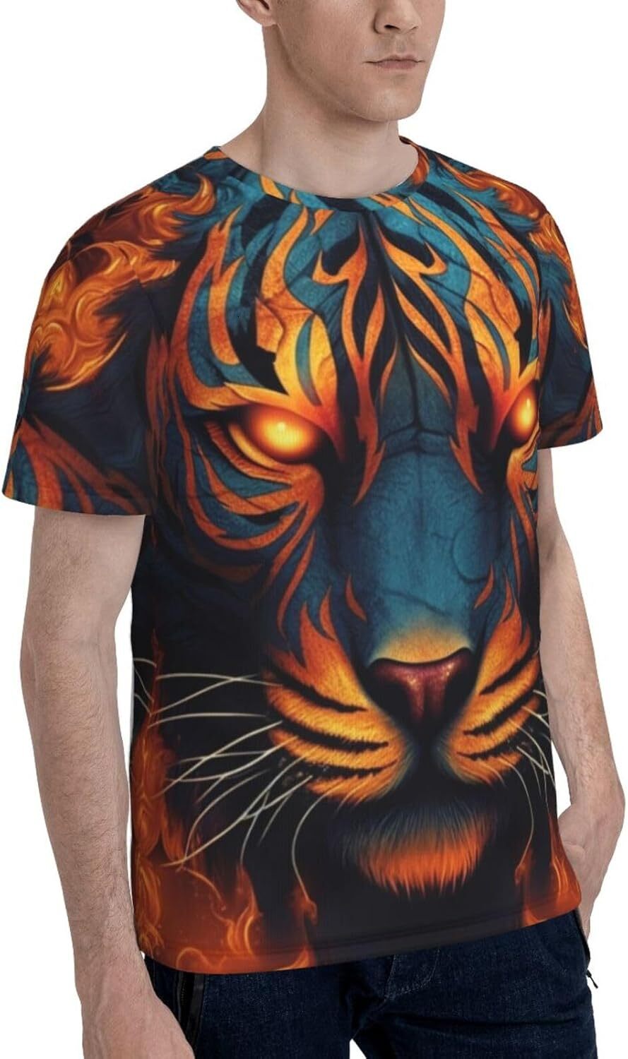 Mens T shirt Colorful Tiger Pattern Men's Women's T-Shirt Modern Graffiti Art 3D Printed Novelty Short Sleeve Unisex Fashion Tee tee Casual 