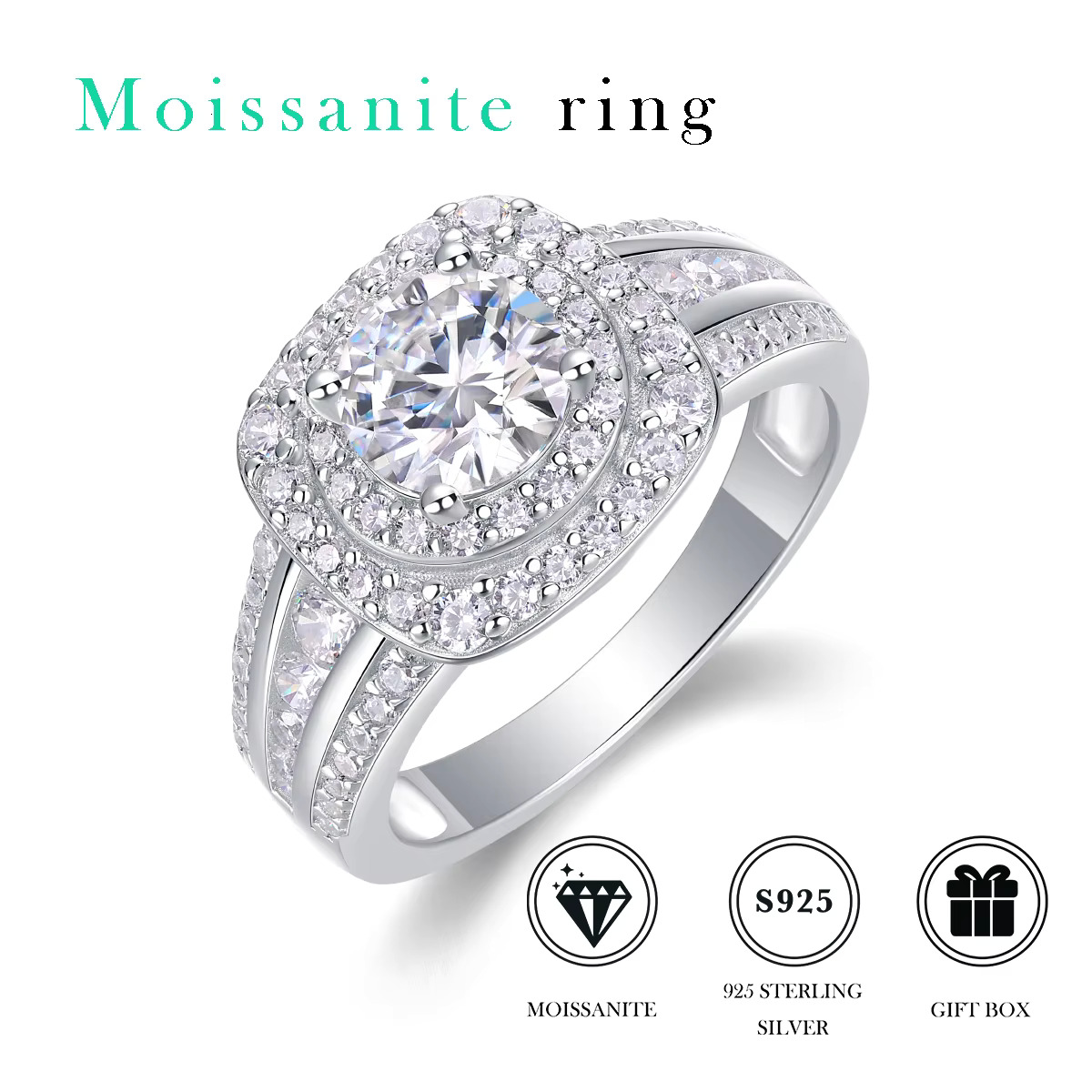 Jiuzuan Jewelry Factory Wholesale Iced Out Ring Moissanite Diamond Engagement Sterling Silver 925 Moissanite Ring R231113378-65